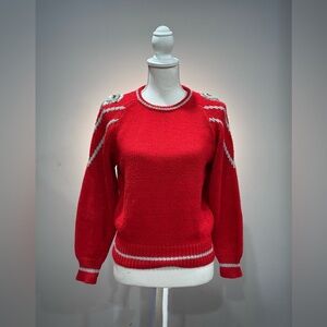 Red Vintage Embellished Sweater Size M VGUC